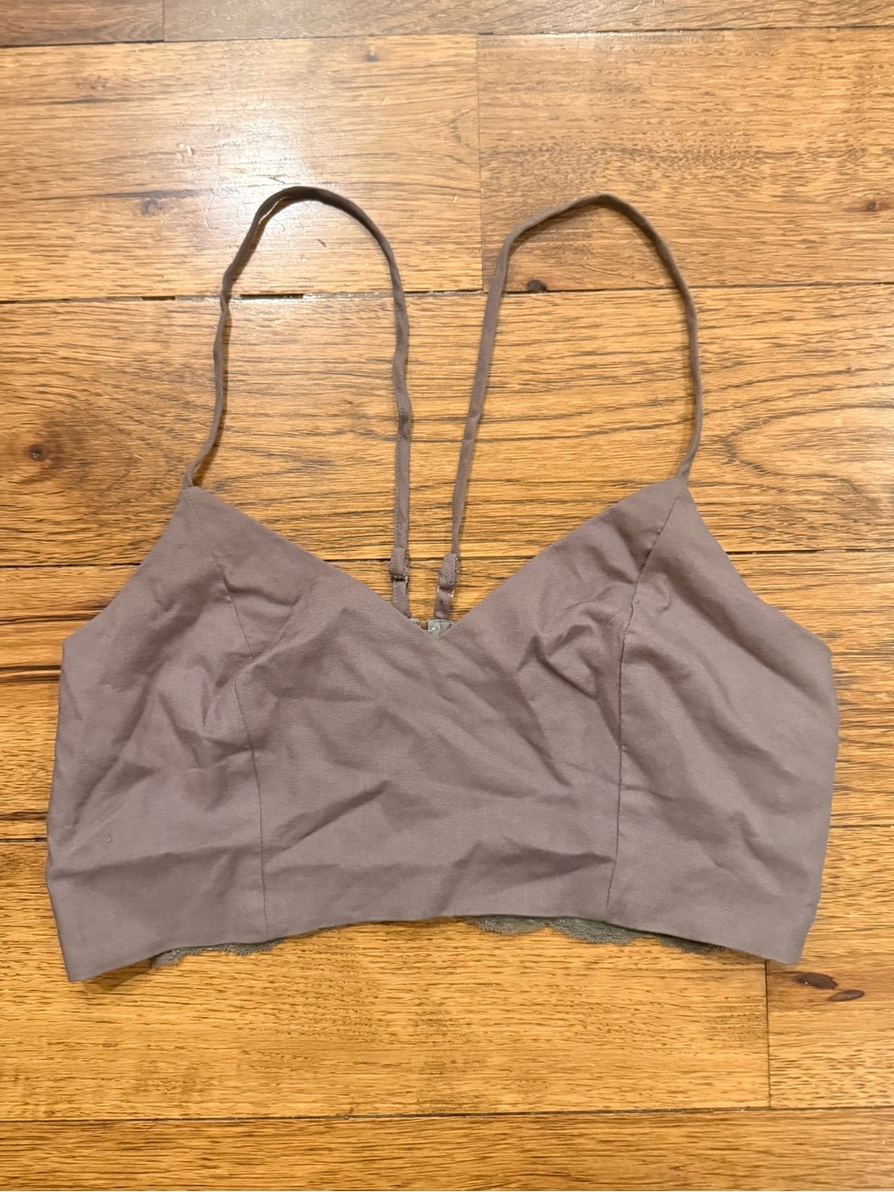 TOBI Women’s Lace Back Top in Taupe and Olive Green